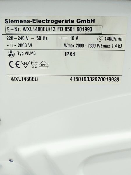 Стиральная машина Siemens WXL1480EU 13 000037225 фото