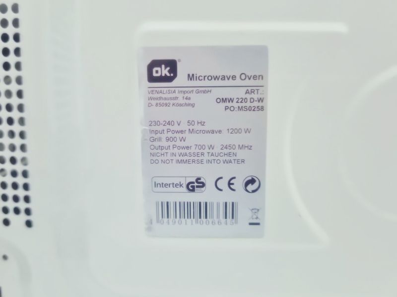 Мікрохвильова піч OK OMW 220 DW 1200w гриль 900w 000041854 фото
