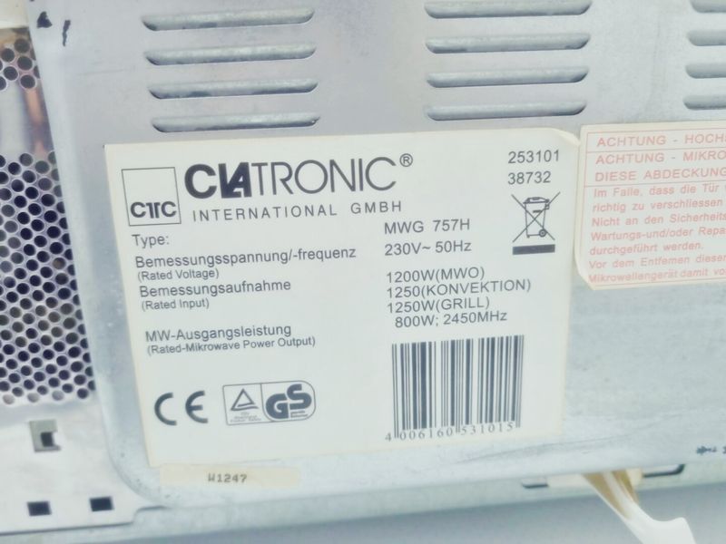 Микроволновая печь Clatronic MWG 757H 000039615 фото