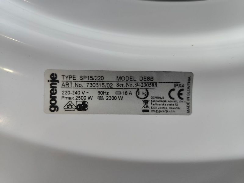 Сушильна машина Gorenje AIRREFRESH DE8B SP15 220 2300W 8 кг sn 94230588 000052256 фото