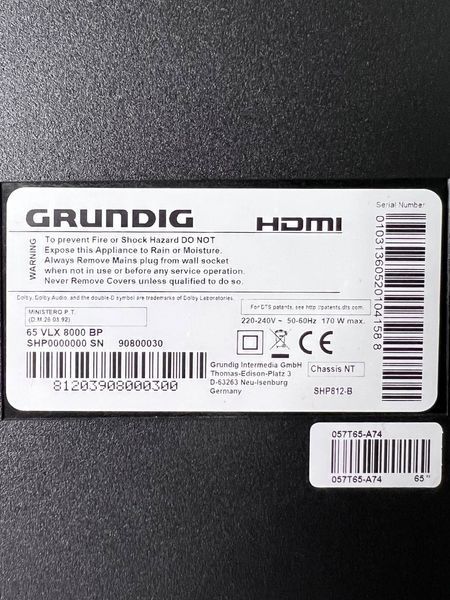 Телевізор 65 Grundig 65 VLX 8000 ВР 4K Smart TV 170w sn 90800030 000039270 фото