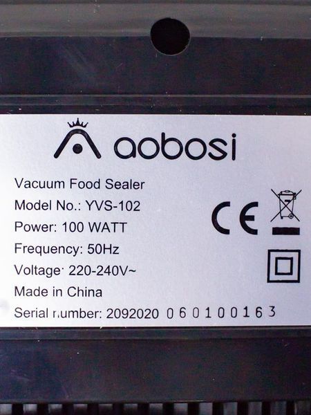 Харчовий вакуумний пакувальник Aobosi YVS 102 100w sn 060100163 сток LPNHE492615597 50е 000027107 фото