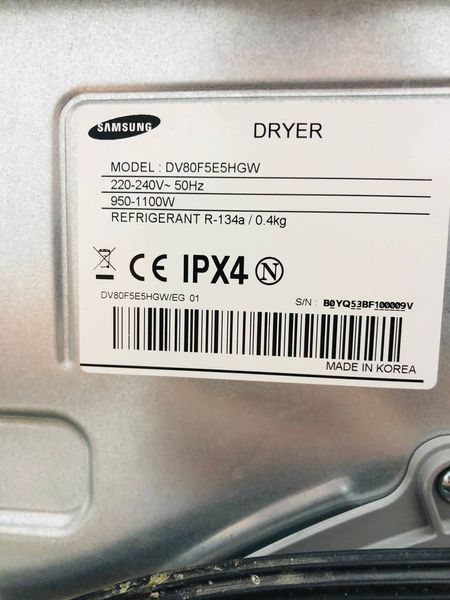 Сушильна машина Samsung DV80F5E5HGW 1100w 8 кг sn B0YQ53BF100009V 000045692 фото