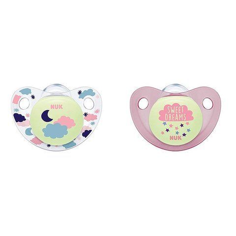 Силиконовая детская соска NUK Night and Day Сияющая в темноте 6-18 месяцев 2 шт 000008215 фото