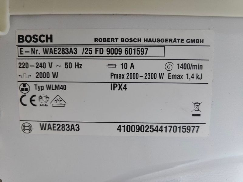 Пральна машина Bosch Maxx 6 VarioPerfect WAE283A3 2300W 6кг sn 9009601597 000051732 фото