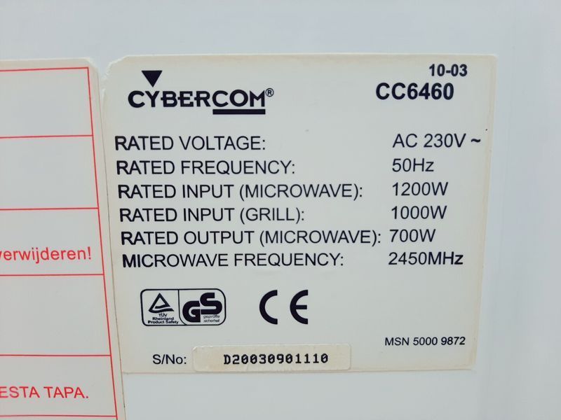 Мікрохвильова піч CyberCom CC6460 1200w гриль 1000w sn D20030901110 000037165 фото