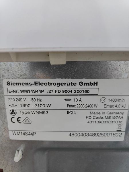 Стиральная машина Siemens WM14S44P 2100W 6кг sn 9004200160 n468 000050192 фото
