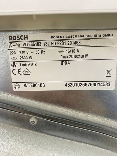 Сушильна машина Bosch WTE86103 2800W 7кг sn 9201201498 000048143 фото