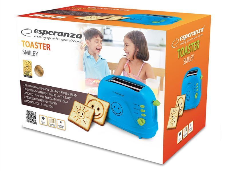Тостер Esperanza Smiley EKT003B 750w Blue 000043981 фото