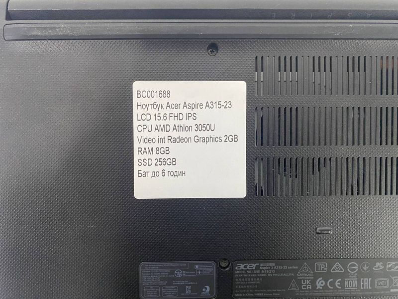 Ноутбук Acer Aspire A315 23 15 FHD бат до 6 часов 000047866 фото