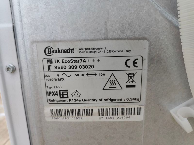 Сушильная машина Bauknecht TK EcoStar7A 1050W 7кг sn 856038903020 000053044 фото