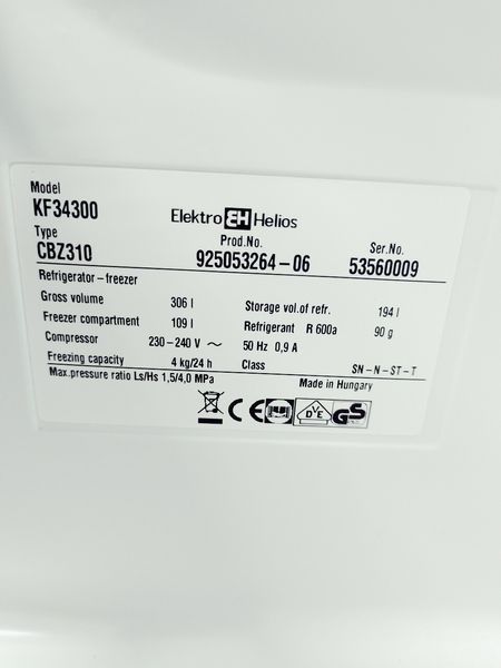 Холодильник двухкамерный ElektroHelios KF34300 000045031 фото