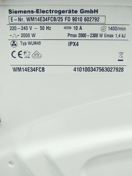 Стиральная машина Siemens WM14E34FCB 25 000041688 фото