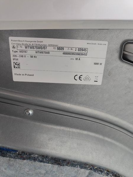 Сушильная машина Bosch WTW875WO 07 1000W 8кг sn 203942 000050528 фото