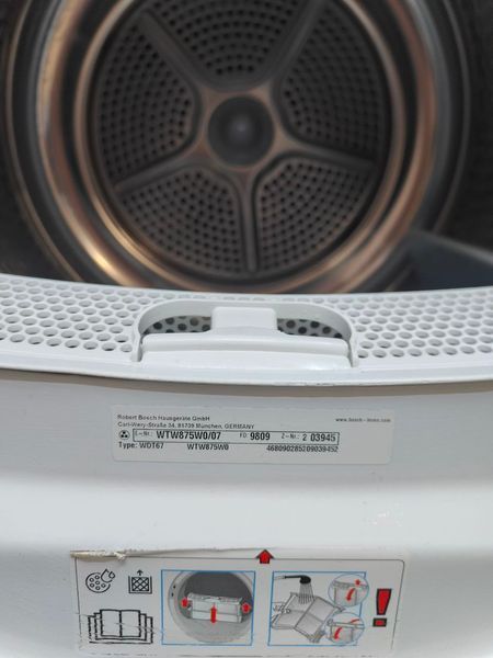 Сушильная машина Bosch WTW875WO 07 1000W 8кг sn 203942 000050528 фото