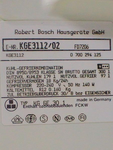 Холодильник двокамерний Bosch KGE3112 02 300+97 л 140w sn FD7206 000024036 фото