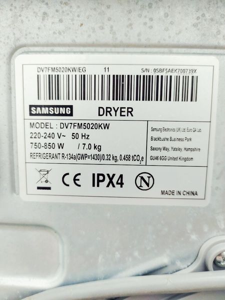 Сушильна машина Samsung DV7FM5020KW 850w 7 кг sn 0SBF5AEK700739X_п 6 н 243 000042520 фото