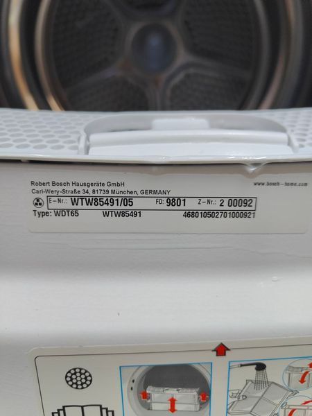 Сушильная машина Bosch Serie6 WTW85491 1000W 8кг sn 9801200092 000051747 фото