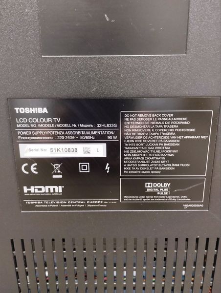 Телевізор Toshiba 32HL833G 90w sn 51K10838 000047899 фото