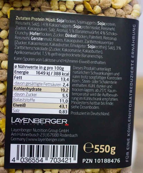 Мюслі з шоколадом і бананом Layenberger 3 упаковки (3 x 550 g) новий LPNHE362143438 15е 000014869 фото