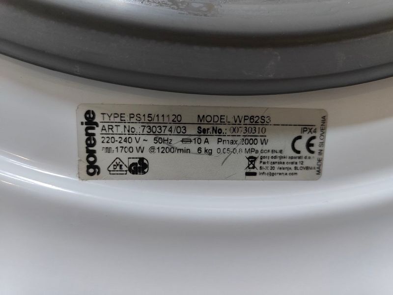 Стиральная машина Gorenje WP62S3 2000W 6kg sn 00730310 000053831 фото