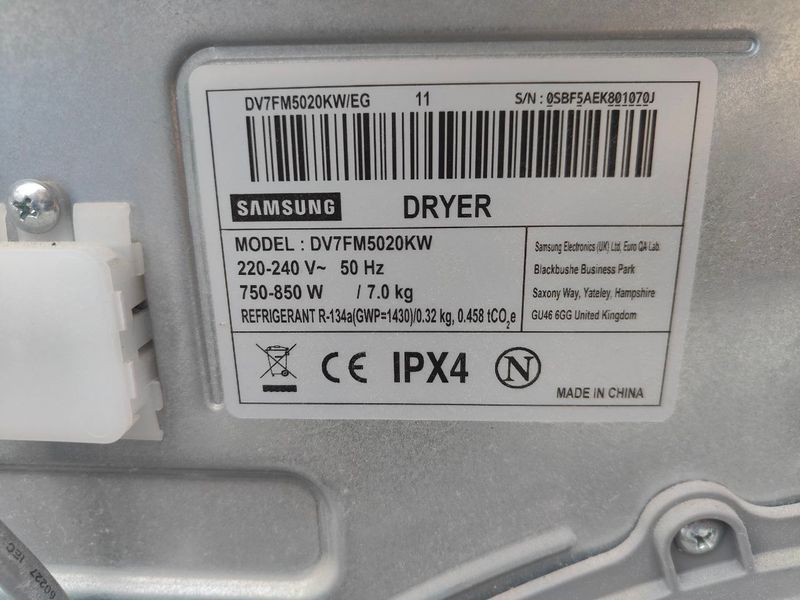 Сушильная машина Samsung DV7FM5020KW 850W 7кг sn 0SBF5AEK801070J 000051184 фото