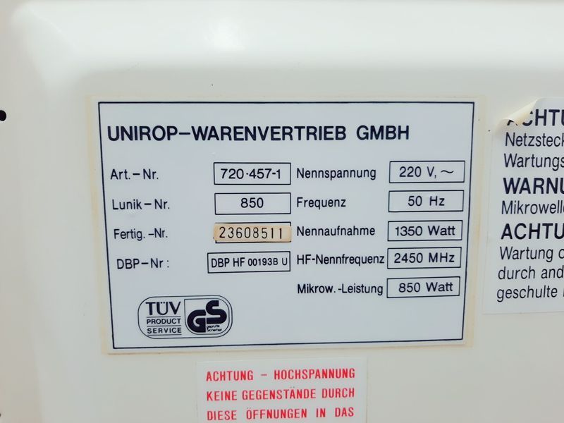 Мікрохвильова піч Privileg Lunik 850 1350w sn 23608511 000037175 фото