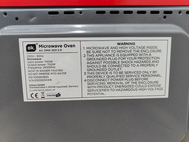 Микроволновая печь OK OMW 2021 2R 1150W sn 2120005965 000050455 фото