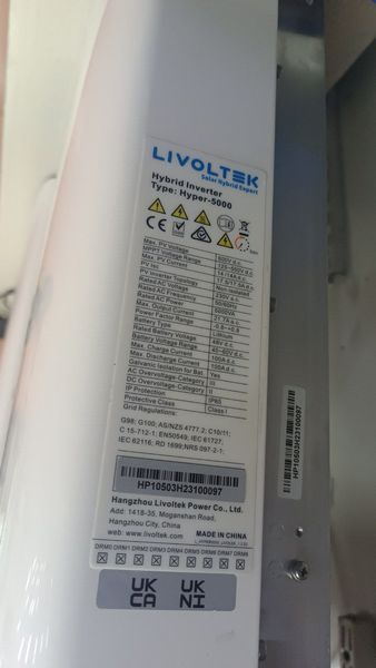Гибридный солнечный инвертор Livoltek hyper 5000 sn HP10503H23100097 000047542 фото