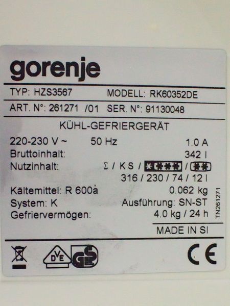 Холодильник двокамерний Gorenje RK60352DE 230+74л sn 91130048 000024038 фото