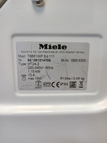 Сушильна машина Miele T 8861 WP 1150w 7 кг sn 55091214705 309е 000041016 фото