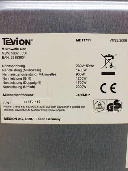 Микроволновая печь Televion MD11711 000029147 фото