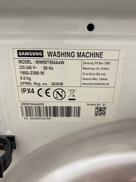 Стиральная машина Samsung WW90T554AAW 2300W 9кг sn 06G95EST391456Y 000048251 фото