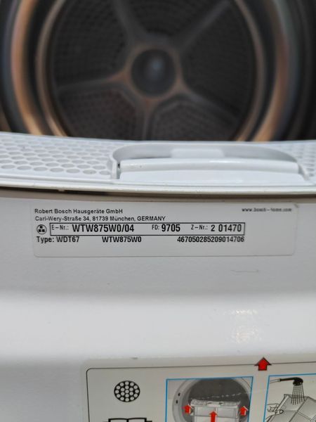 Сушильная машина Bosch WTW875WO 1000W 8кг sn 9705201470 000051291 фото