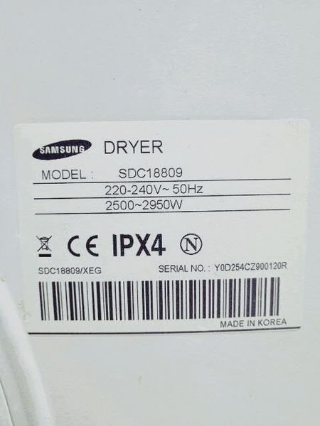 Сушильна машина Samsung SDC18809 2950w 8 кг sn Y0D254CZ900120R 000034614 фото