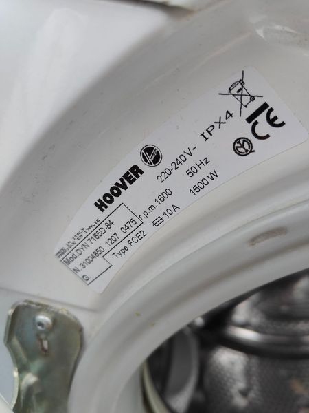 Пральна машина Hoover DYN7165D 84 1500W 7кг sn 3100485012070475 000050439 фото