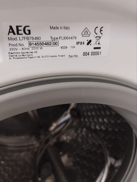Стиральная машина AEG L7FB78490 9 кг 2200W sn 00400061 000046910 фото