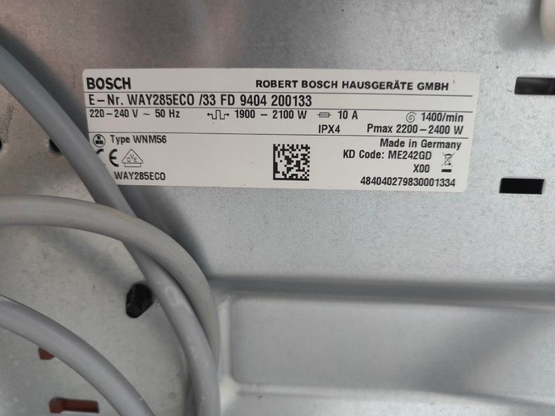Пральна машина Bosch HomeProfessional WAY285ECO 33 2400W 8кг sn 9404200133 000053846 фото