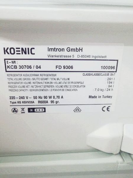 Холодильник двухкамерный Koenic KCB30706 04 000035017 фото