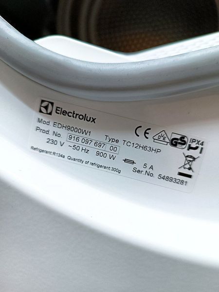 Сушильная машина Electrolux EDH9000W1 900w 9кг sn 54893281_п16_340 000046212 фото