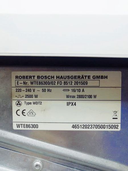Сушильна машина Bosch Maxx6 WTE86300 02 2800w 7 кг sn 8512 201509 000034615 фото