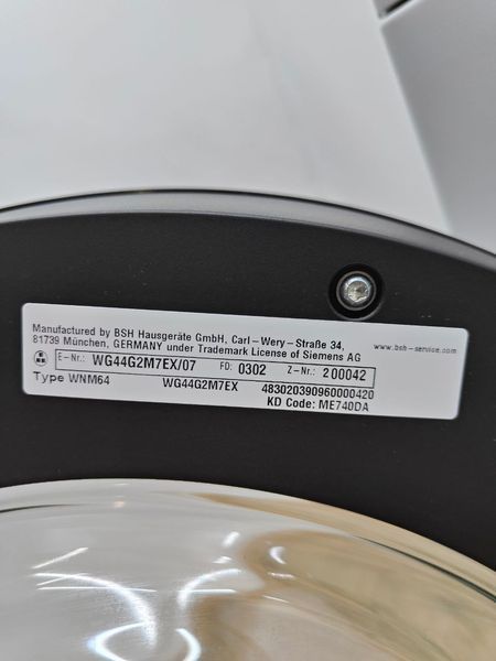 Пральна машина SIEMENS WG44G2M7EX 2300W 7кг sn 0302200042 000051144 фото