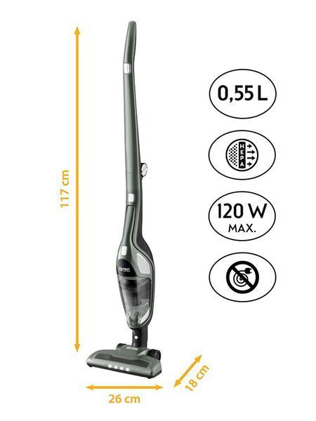 Пылесос вертикальный 2в1 First FA 5541 3 GR 120w 2200 mAh Grey 000044607 фото