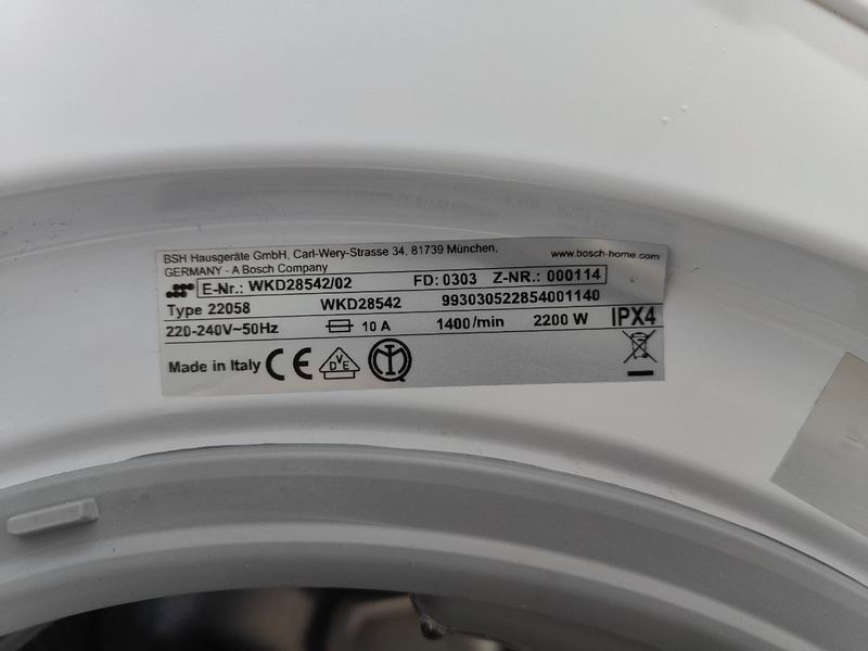 Пральна машина з сушкою вбудована Bosch Serie6 WKD2854 2220W 7+4кг sn 000114 000052642 фото