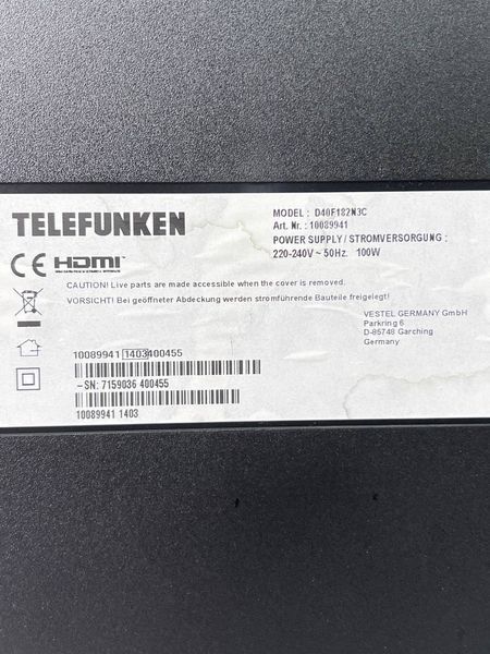 Телевизор 40 Telefunken D40F182N3C LED Full HD 000039799 фото