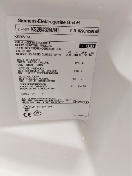 Холодильник Siemens KS20V320 160W 130+54л sn 8208090160 000047912 фото