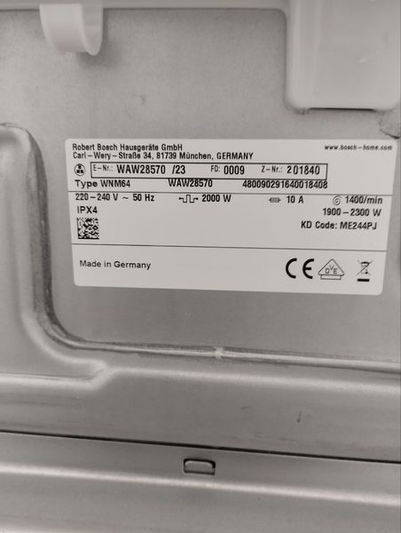Стиральная машина Bosch WAW28570 8кг sn 201840 000046909 фото