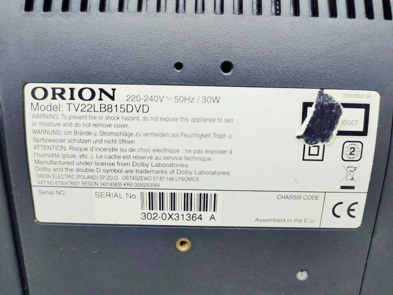 Телевизор 22 Orion TV22LB815 DVD LCD HD 000041888 фото