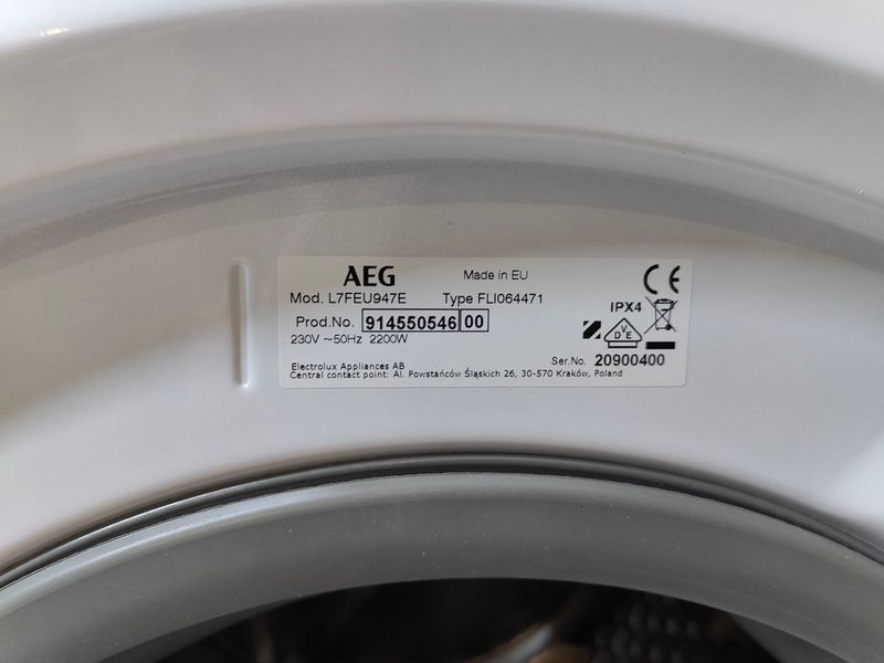 Стиральная машина AEG 7000 Series Lavamat L7FEU947E 2200W 9кг sn 20900400 000053613 фото