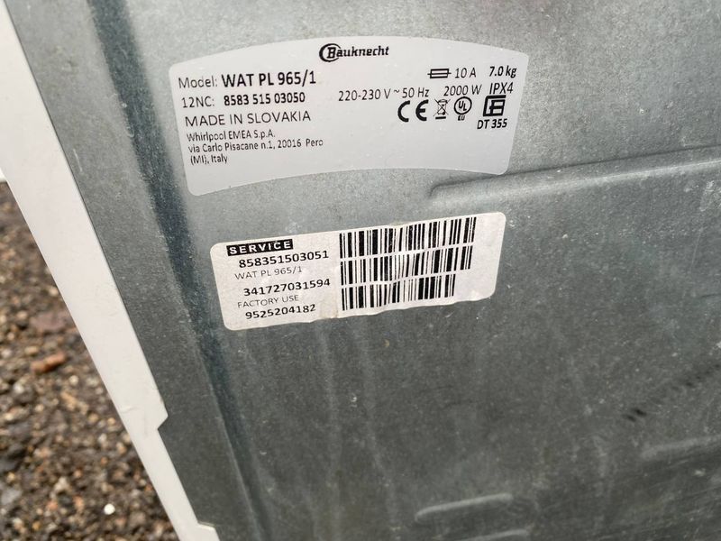 Пральна машина вертикальна Bauknecht Pro Silent WAT PL965 2000W 7кг sn 858351503050 000051661 фото
